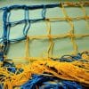 Футбольна сітка для воріт жовто-синя